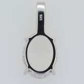 Sterling Silver Semi Mount Pendant Setting for 16x12mm stone with White Topaz accents, polished finish.